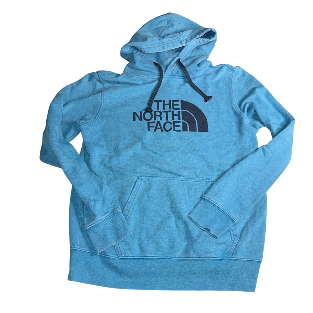 The North Face Hoodie Size Medium Blue Pullover Logo Graphic Sweatshirt Mens